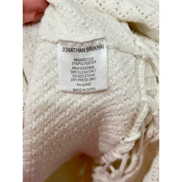 Jonathan Simkhai Short Sleeve Knit Cut Out Bodycon Midi Dress White Women's S - Picture 4 of 4